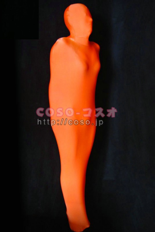 オレンジカラー　ミイラ　全身タイツ　ライクラ　スパンデックス―3taitsu0044