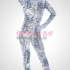 黒白花柄　男女用ライクラ　背中ファスナー付き　ゼンタイ―3taitsu0112
