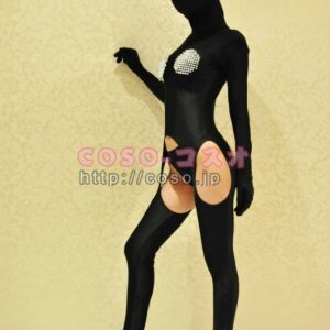 全身タイツファッション　ブリンブリン装飾　セクシーお尻だし　ブラックライクラ激安―3taitsu0142