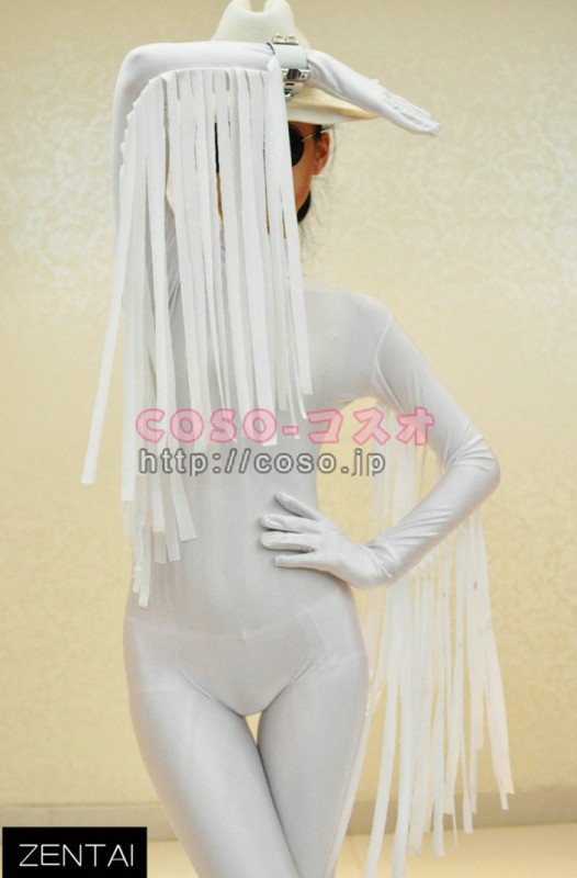 2014新作 全身タイツファッション　タッセル装飾　ホワイトライクラ―3taitsu0164