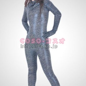 蛇柄　メタリック材質　全身タイツ　背中ファスナー付き―6taitsu0024