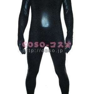 ブラック　全身タイツ　メタリック　コスプレ用　変装パーティ　―6taitsu0033