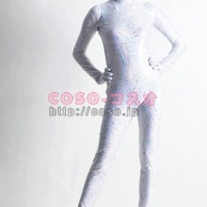 シルバー　花柄　コスプレ用　全身タイツ―6taitsu0116