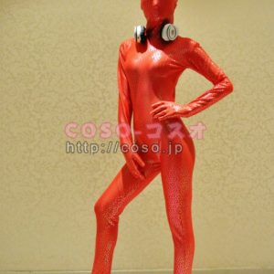 きれいオレンジ桜柄　メタリック＆ライクラ全身タイツ―6taitsu0149