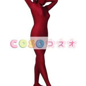 全身タイツ　レッド　大人気　単色　大人用　開口部のない―taitsu-tights0030