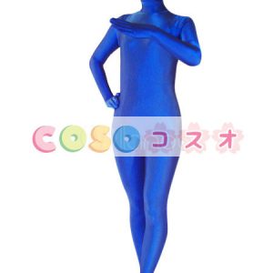 全身タイツ　単色　ブルー　大人用　開口部のない　コスチューム　―taitsu-tights0070