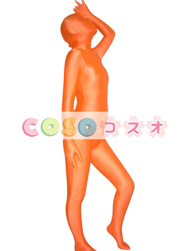 全身タイツ　オレンジ色　単色　大人用　開口部のない―taitsu-tights0211 1