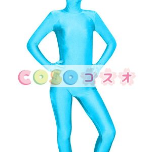 全身タイツ　ブルー　単色　大人用　開口部のない　新作―taitsu-tights0490