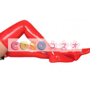 ロングストッキング，PVC　レッド　ユニセックス　コスチューム―taitsu-tights0736