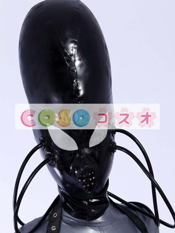 全身タイツアクセサリー，マスク　ブラック　目と口が開いている　仮装コスチューム　コスプレ―taitsu-tights0136