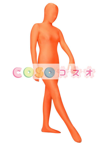 全身タイツ，単色　大人用　開口部のない全身タイツ　オレンジ色　ユニセックス　変装コスチューム―taitsu-tights0140