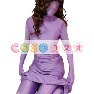 全身タイツ，パープル　単色　大人用　開口部のない全身タイツ　ユニセックス　変装コスチューム―taitsu-tights0177