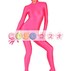 全身タイツ　ピンク　単色　大人用　目と口が開いている　オーダーメイド可能―taitsu-tights0361