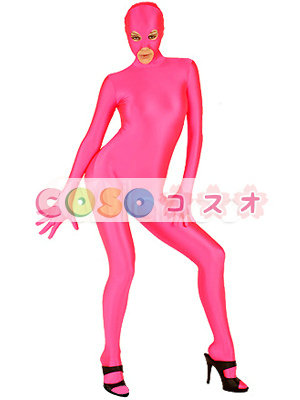 全身タイツ　ピンク　単色　大人用　目と口が開いている　オーダーメイド可能―taitsu-tights0361