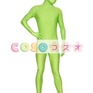 全身タイツ，グリーン　単色　大人用　開口部のない全身タイツ　変装コスチューム　ユニセックス　―taitsu-tights0643