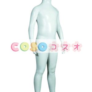 メタリック全身タイツ，ホワイト　ユニセックス　大人用　コスチューム衣装　開口部がない　　―taitsu-tights0681