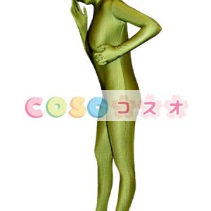 全身タイツ，グリーン　単色　開口部のない全身タイツ　大人用　変装コスチューム　ユニセックス　―taitsu-tights0708