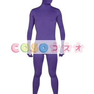 全身タイツ，パープル　単色　開口部のない全身タイツ　大人用　変装コスチューム　ユニセックス　―taitsu-tights0761