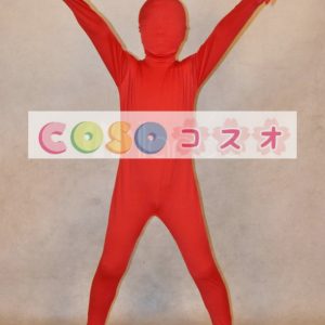 全身タイツ　レッド　単色　子供用　変装コスチューム　開口部のない全身タイツ　ユニセックス　―taitsu-tights1059