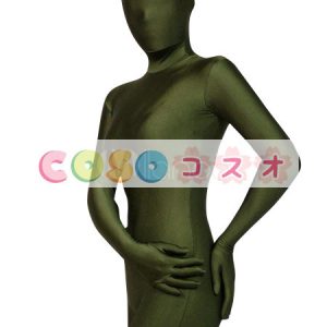 全身タイツ　ハンターグリーン　単色　大人用　開口部のない―taitsu-tights0155