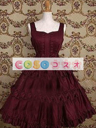 コルセット　可愛い　コットン　パーティー　ワインレッド　 ―Lolita0454