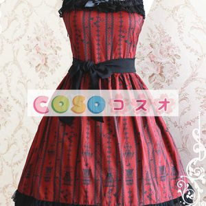 ロリータ服　ワンピース　ワインレッド　ボディコン　ドレス　シフォン　可愛い　ノースリーブ　リボン　カジュアル　 ―Lolita0728