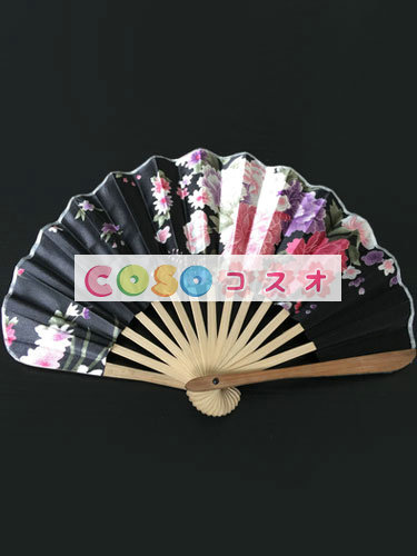 頭飾り　扇子　ブラック　竹　入浴　日本　ジャパニーズ―festival-0190