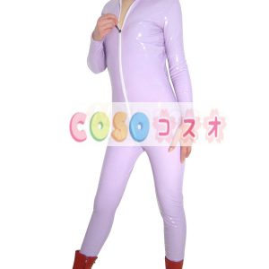 ★スパンデックスゼンタイフェア★全身タイツ　PVC素材 紫―taitsu-tights1277