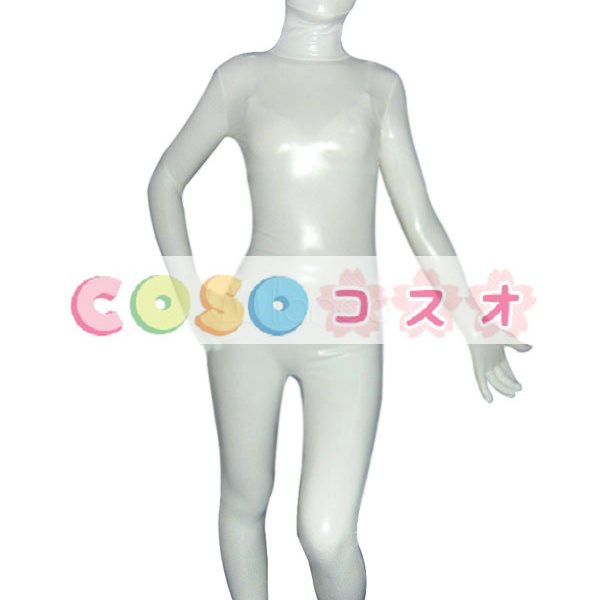 全身タイツ　ホワイト　メタリック　開口部のない　コスチューム衣装―taitsu-tights0009 1