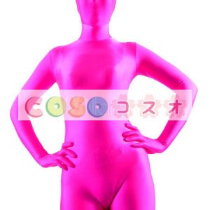 全身タイツ，ピンク　単色　大人用　開口部のない全身タイツ　変装コスチューム　ユニセックス　―taitsu-tights0069