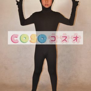 全身タイツ，ブラック　単色　子供用　変装コスチューム　顔部分が開いている全身タイツ　ユニセックス―taitsu-tights0215