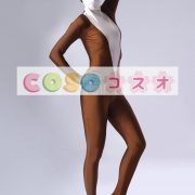 全身タイツ，ブラウン＆ホワイト　ユニセックス　カラーブロック　大人用　開口部のない全身タイツ　仮装コスチューム　―taitsu-tights0639