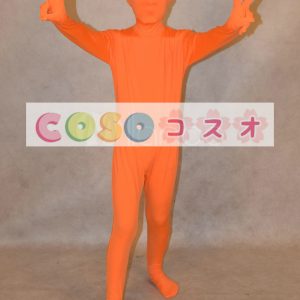 全身タイツ，オレンジ色　単色　子供用　変装コスチューム　開口部のない全身タイツ　ユニセックス　―taitsu-tights0995