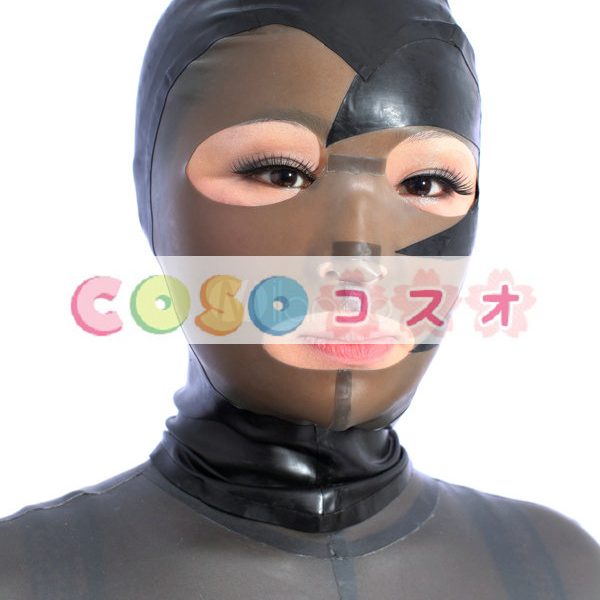 全身タイツアクセサリー，マスク　ブラック　目と口が開いている　仮装コスチューム　コスプレ―taitsu-tights1041 1