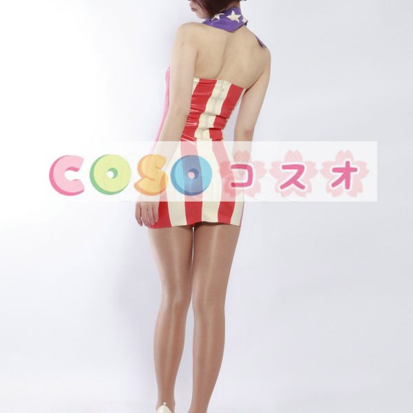 ラテックスドレス，ミニドレス　アメリカの国旗柄　セクシー　コスチューム　ストラップレスネック　―taitsu-tights1115 1