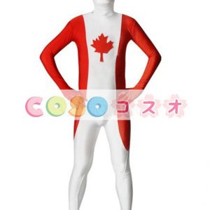全身タイツ，カナダの国旗柄　ユニセックス　大人用　コスチューム衣装　コスプレ　―taitsu-tights1343