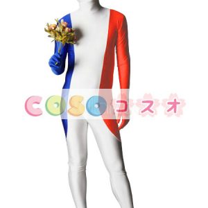 全身タイツ　フランスの国旗柄　ユニセックス　大人用　コスチューム衣装　コスプレ　―taitsu-tights1082