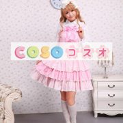 ロリータジャンパースカート，ピンク　リボン　ラッフル　スィート　女の子らしさ満点　コットン　 ―Lolita0008