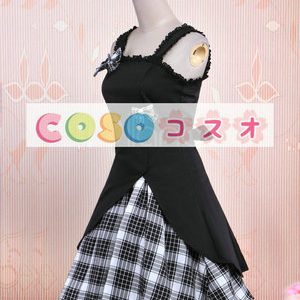 ロリィタジャンパースカート　ギンガム　ブラック　コットン　スウィート ―Lolita0012