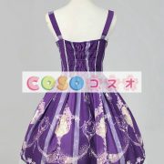 ロリィタジャンパースカート　プリント付き　可愛い　シフォン　スクエアネック　パーティー　 ―Lolita0027