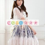 ロリータ服　ワンピース　アプリコット　プリント　ドレス　ポリエステル　スィート　レース　カジュアル　 ―Lolita0082