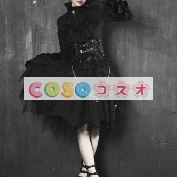 ロリータ服　スカート　ブラック　ゴシック　単色　レース　 ―Lolita0083 1