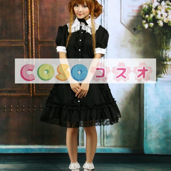 ロリータ服　ワンピース　ブラック　オーダーメイド可能　ショートスリーブ　 ―Lolita0118 1