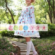 かわいい長袖弓シフォン ロリータ ワンピース ―Lolita0245