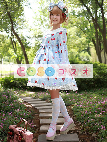 かわいい長袖弓シフォン ロリータ ワンピース ―Lolita0245 1