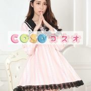 ロリータ服　ワンピース　ピンク　プリント　ドレス　ポリエステル　スィート　レース　カジュアル　 ―Lolita0253