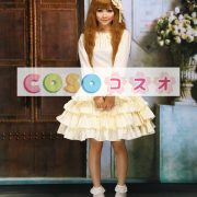 ロリータワンピース，ベージュ　スクエアネック　ティアド　ロングスリーブ　クラシック＆トラディション　 ―Lolita0317