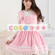ロリータ服　ワンピース　ピンク　ジャンパースカート　ポリエステル　スィート　レース　カジュアル　 ―Lolita0322