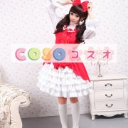 ロリータジャンパースカート，レッド＆ホワイト　ラッフル　女の子らしさ満点　スィート　コットン　 ―Lolita0345