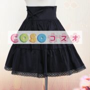 ロリータスカート，ブラック　プリーツ　クラシック＆トラディション　コットン　 ―Lolita0383